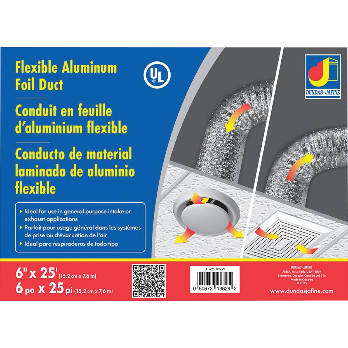 Dundas Jafine 6 In. Dia x 25 Ft. L UL 181 Listed Aluminum Foil Flexible Ducting