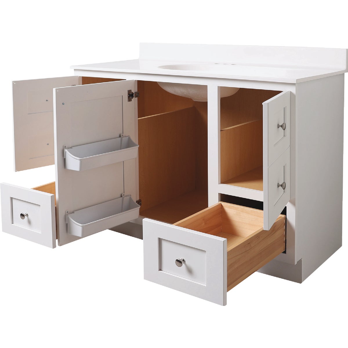 Bertch Storage Solutions 48 In. W x 34-1/2 In. H x 21 In. Deep White Vanity Base without Top, 3 Door/2 Drawer Image 3