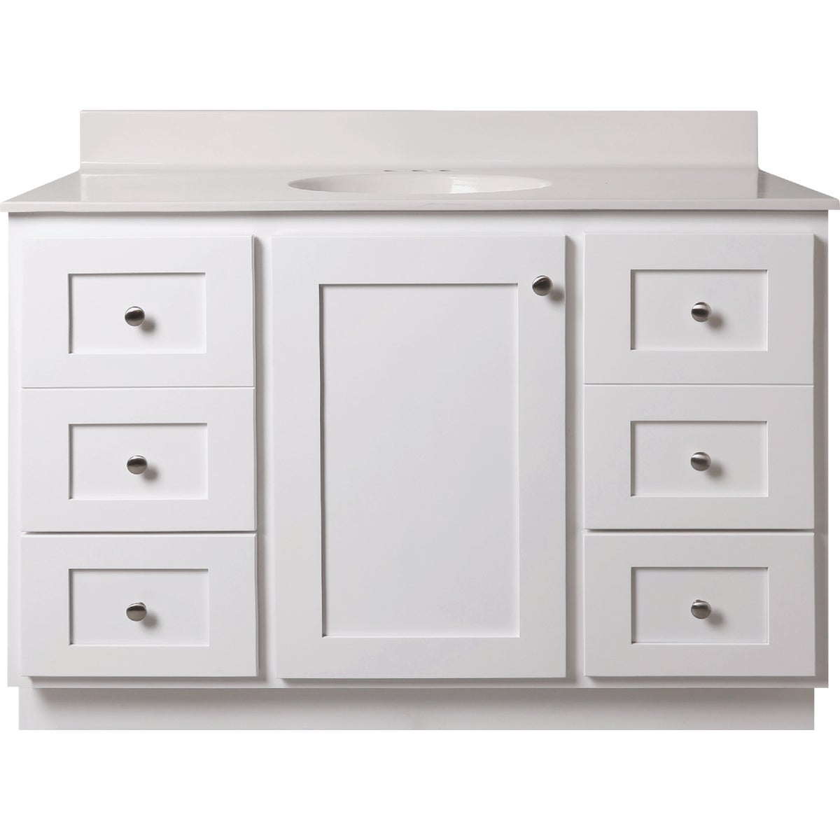 Bertch Storage Solutions 48 In. W x 34-1/2 In. H x 21 In. Deep White Vanity Base without Top, 3 Door/2 Drawer