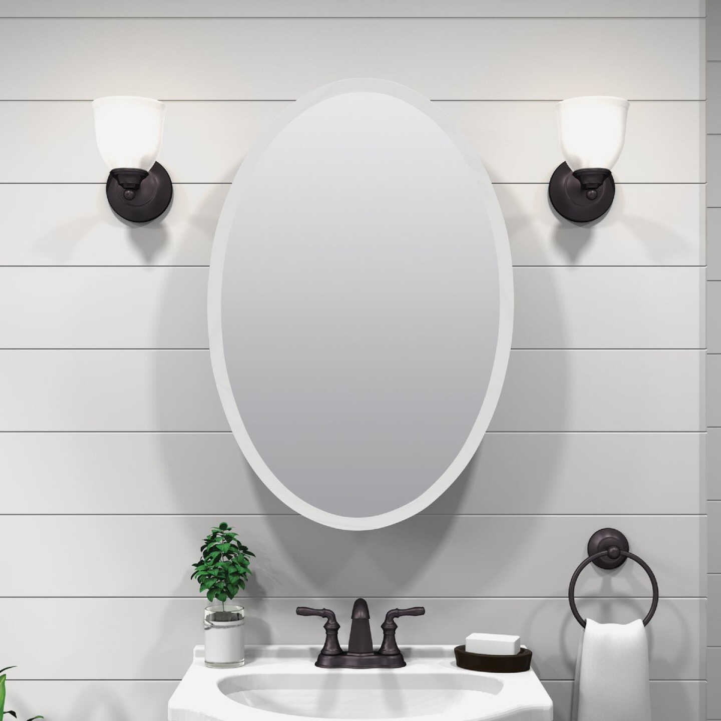 Zenith Frameless Beveled 21 In. W x 31 In. H x 4 In. D Single Mirror Surface Mount Oval Medicine Cabinet Image 3