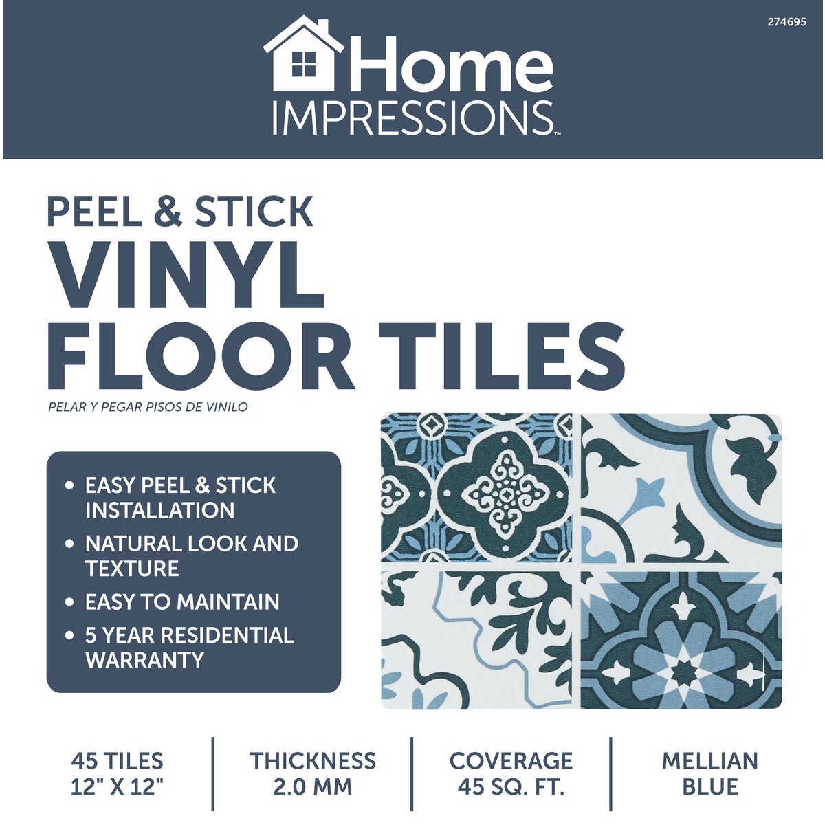 Home Impressions Melian Blue 12 In. x 12 In. Vinyl Floor Tile (45 Sq. Ft./Box) Image 2