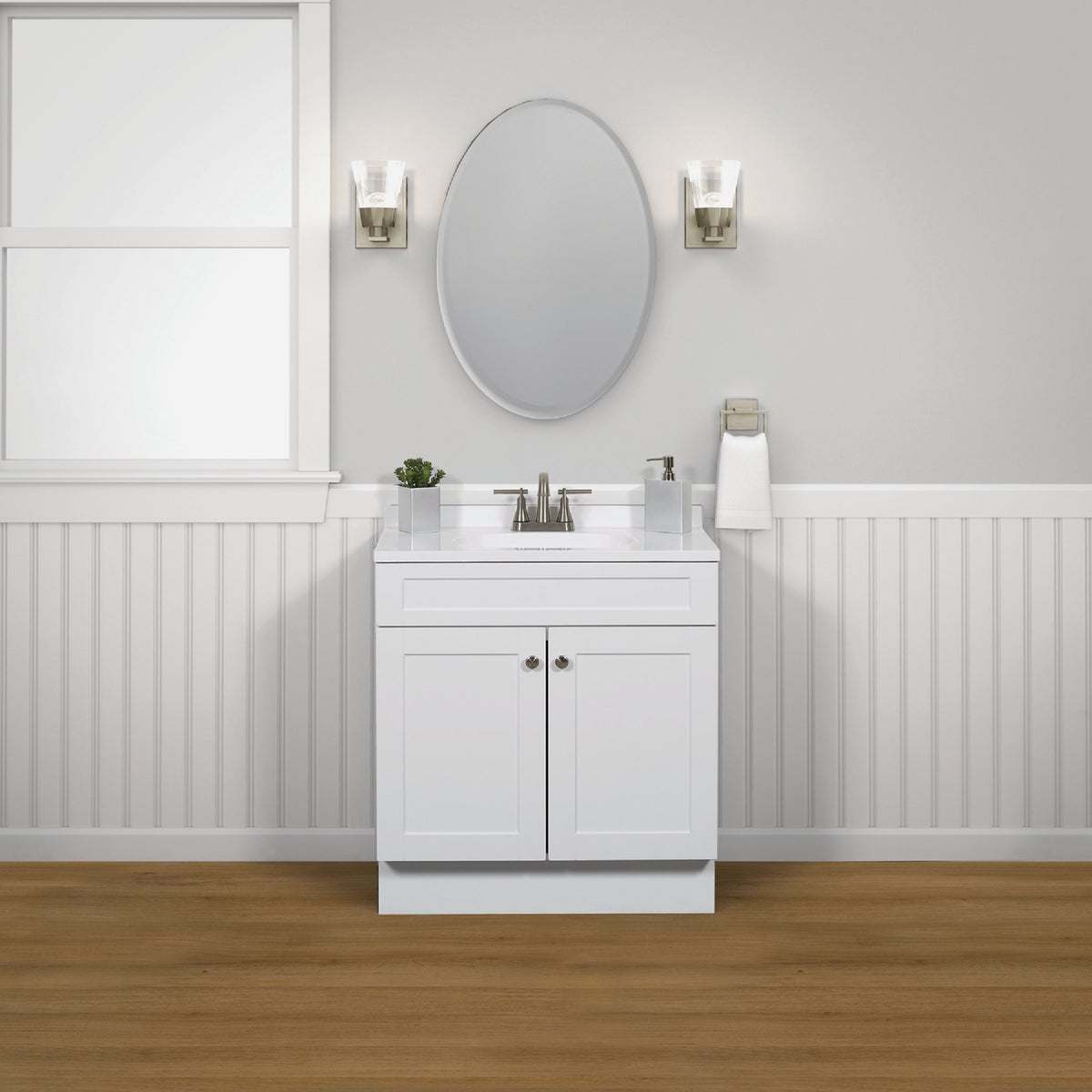 Zenith Zenna Home White 30 In. W x 35 In. H x 18 In. D Shaker Vanity with White Cultured Marble Top Image 2