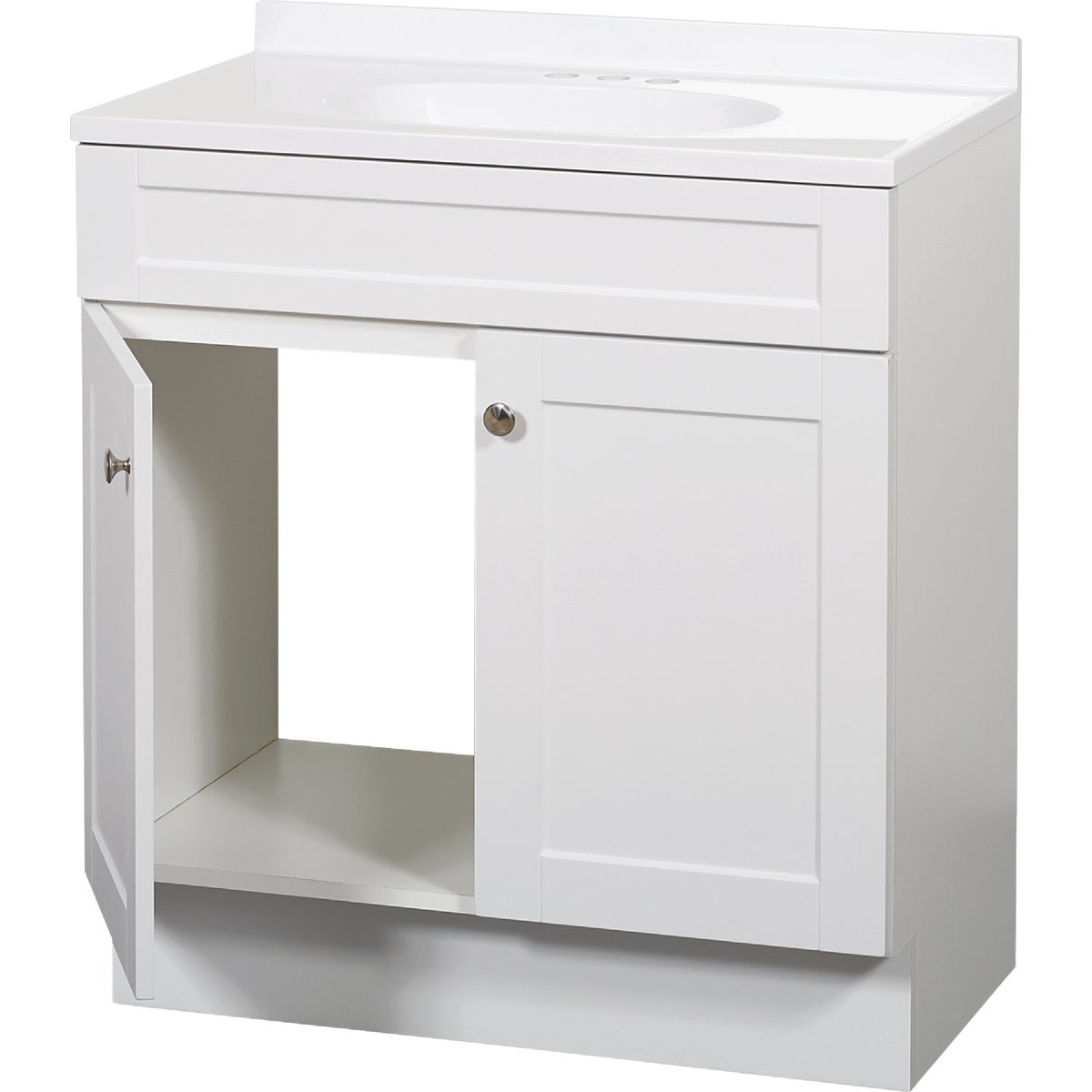 Zenith Zenna Home White 30 In. W x 35 In. H x 18 In. D Shaker Vanity with White Cultured Marble Top Image 3