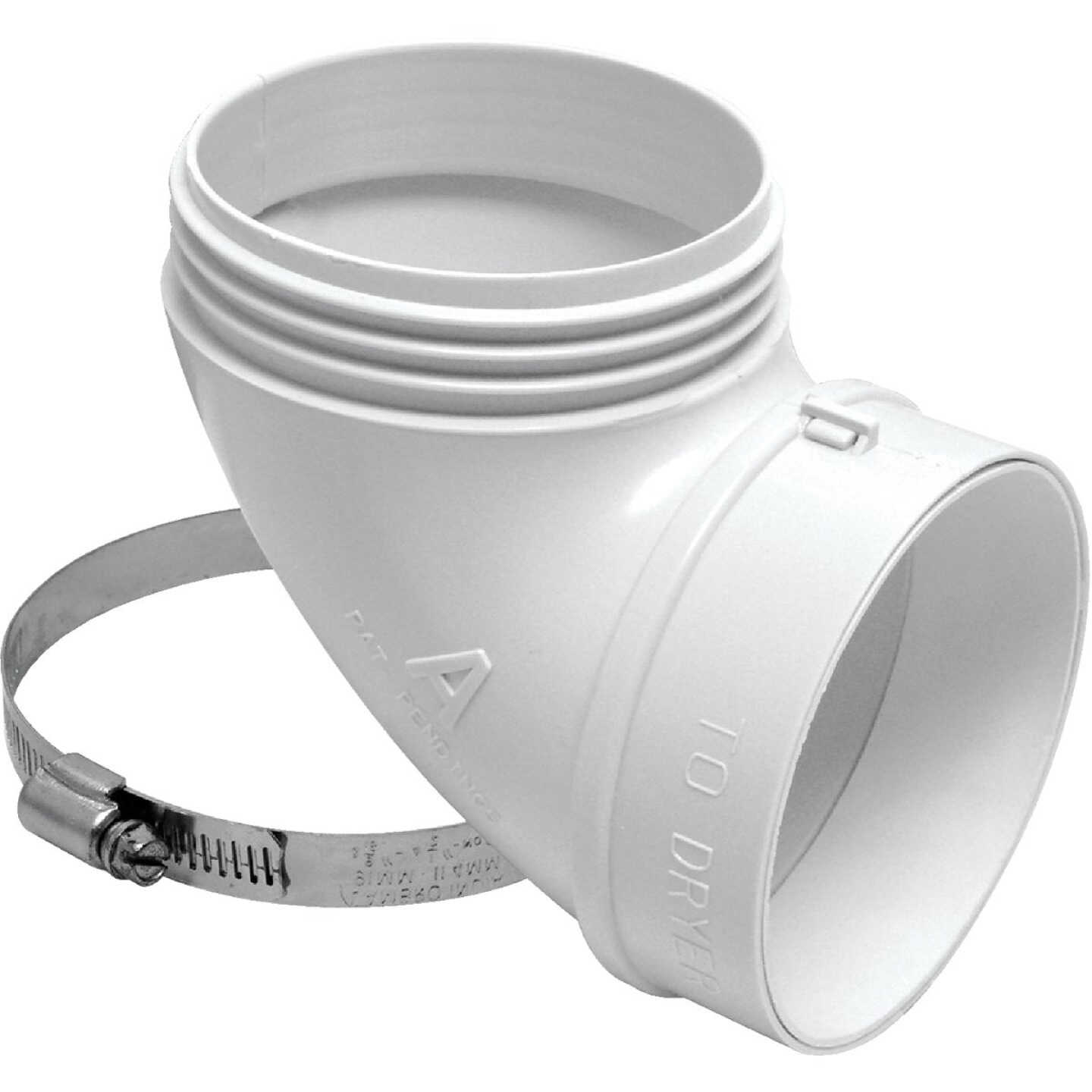 Lambro 4 In. ABS White Plastic Quick Fit Dryer Exhaust Elbow Image 1