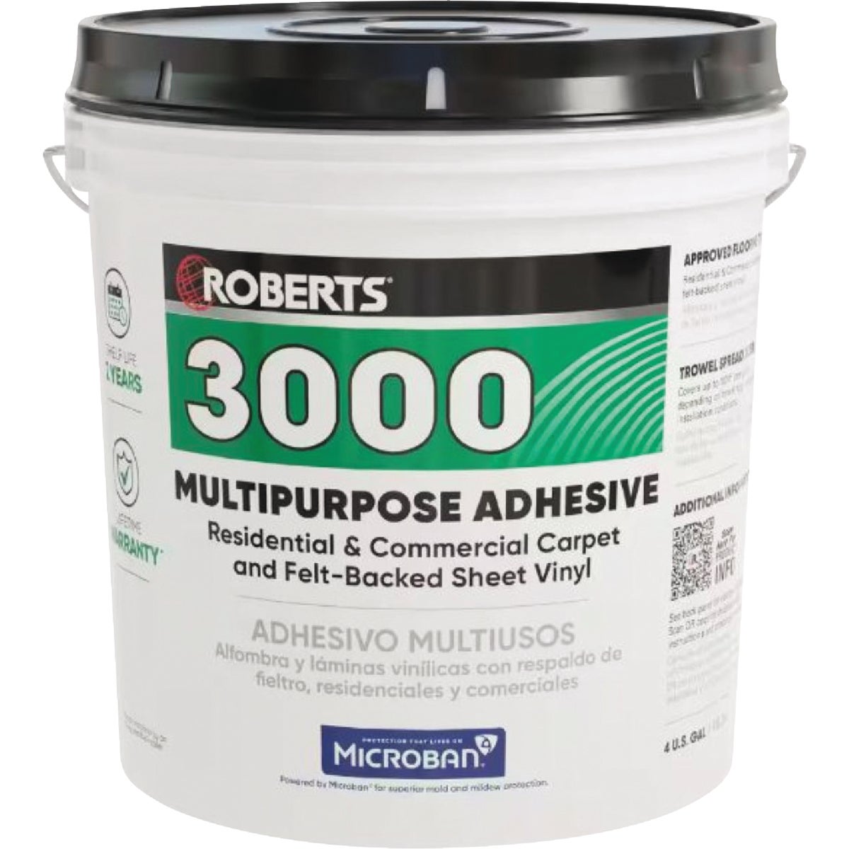 Roberts 3000 Multi-Purpose Adhesive for Carpet & Felt-Backed Sheet Vinyl, 4 Gal.