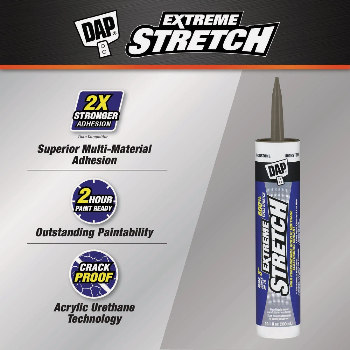 Dap Extreme Stretch 10.1 Oz. Iron Stone Acrylic Urethane Premium Elastomeric Sealant Image 2