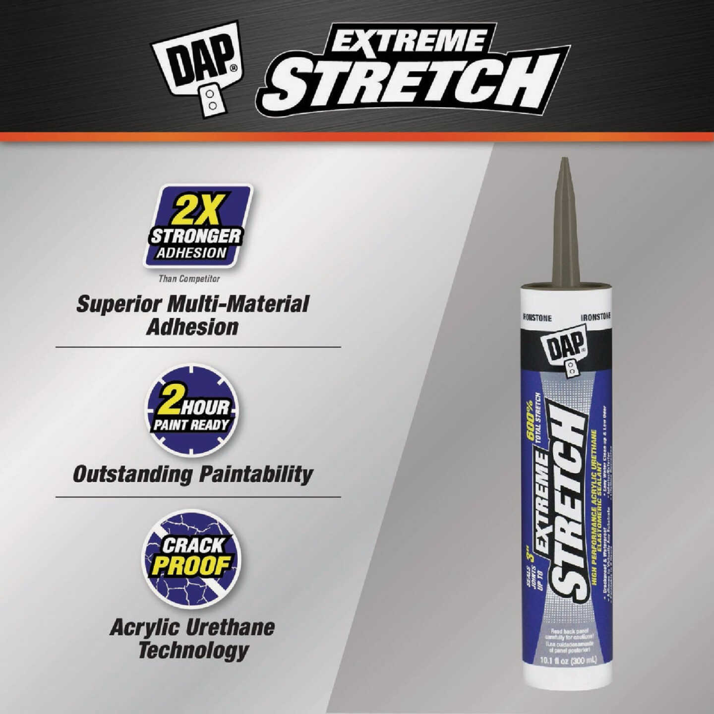 Dap Extreme Stretch 10.1 Oz. Iron Stone Acrylic Urethane Premium Elastomeric Sealant Image 2
