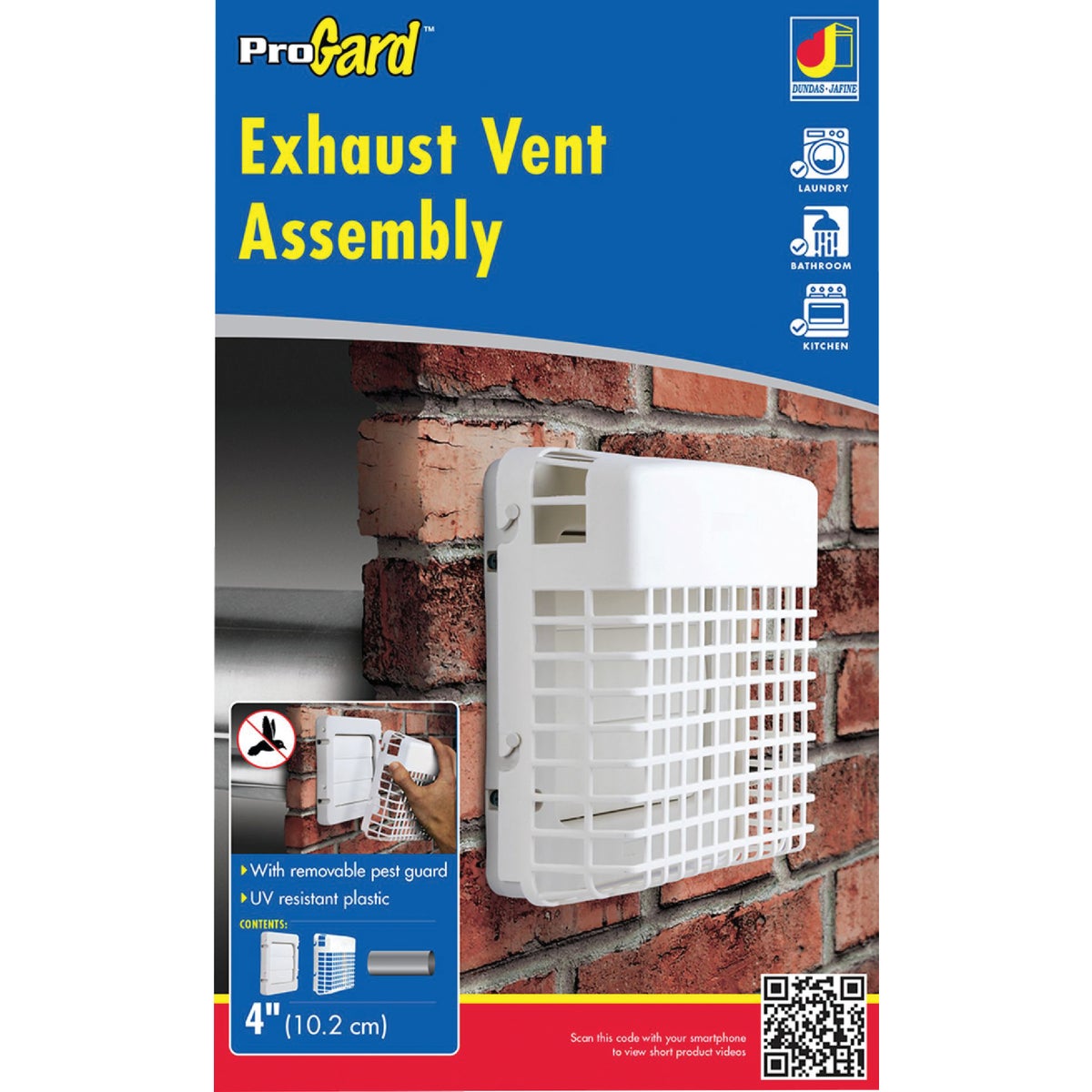 Dundas Jafine ProGard 4 In. White Plastic Dryer Vent Hood Kit