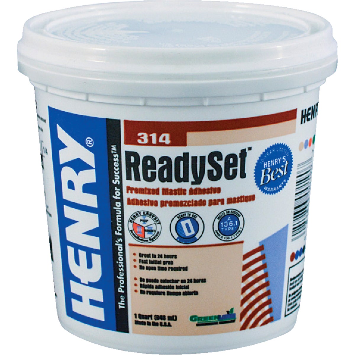 Henry ReadySet Multi-Purpose Ceramic Tile Adhesive, 1 Qt.