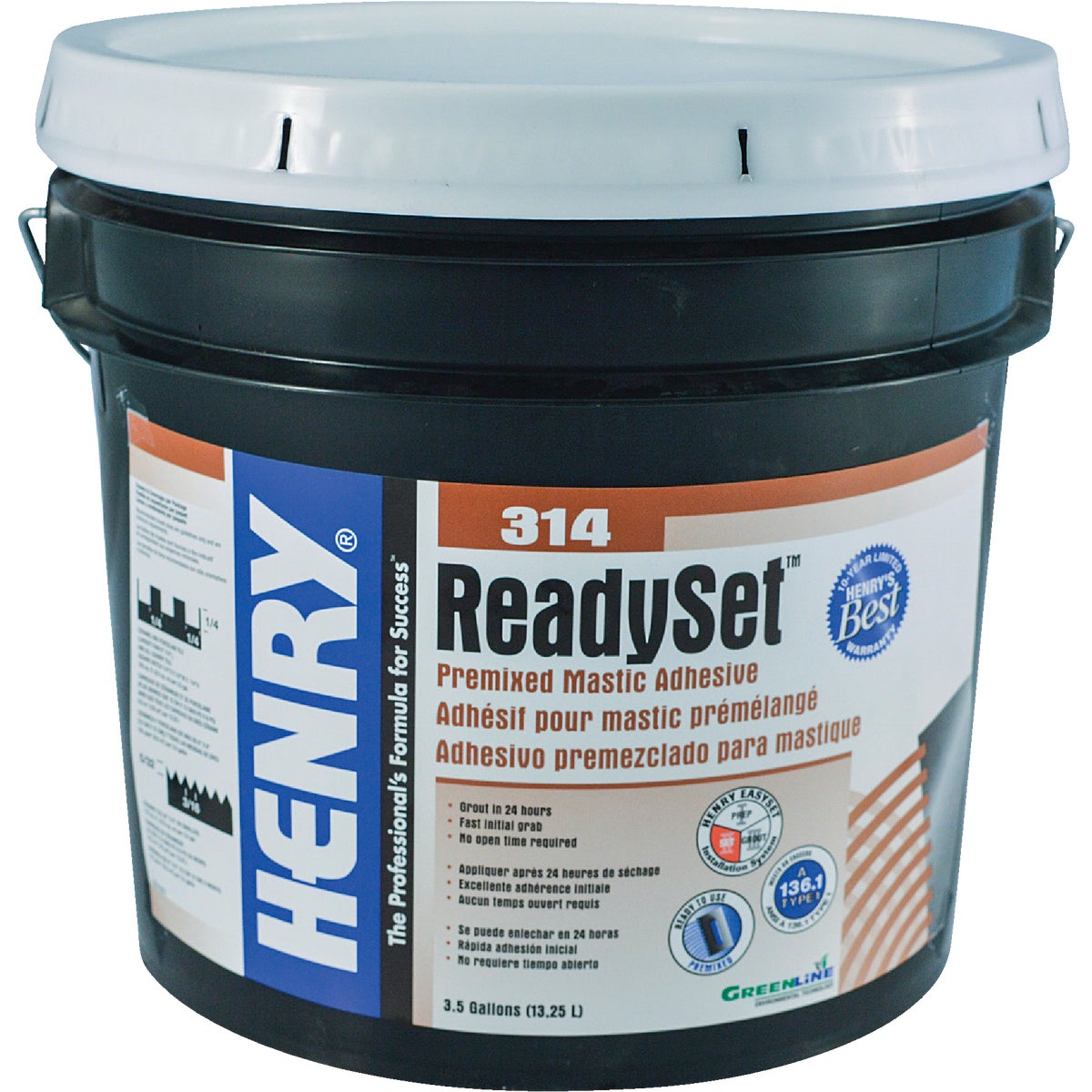 Henry ReadySet Multi-Purpose Ceramic Tile Adhesive, 3.5 Gal.