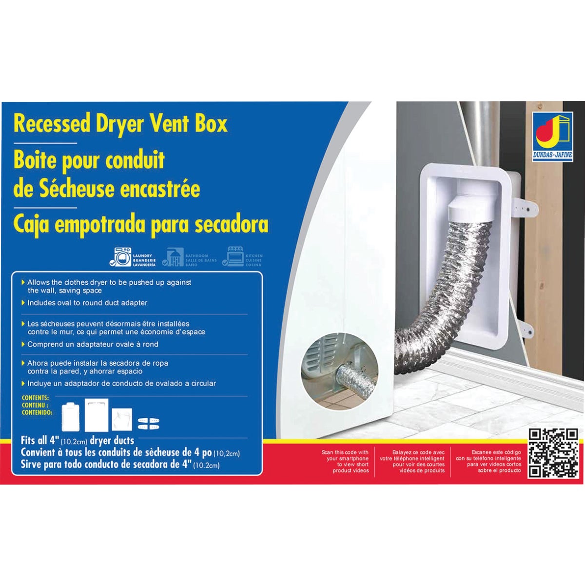 Dundas Jafine 12.05 In. W. x 17.5 In. L. x 3.45 In. D. White Dryer Wall Box