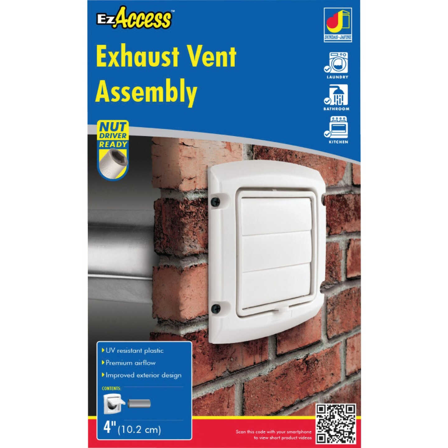 Dundas Jafine EzAccess 4 In. White Plastic Dryer Vent Hood Image 1