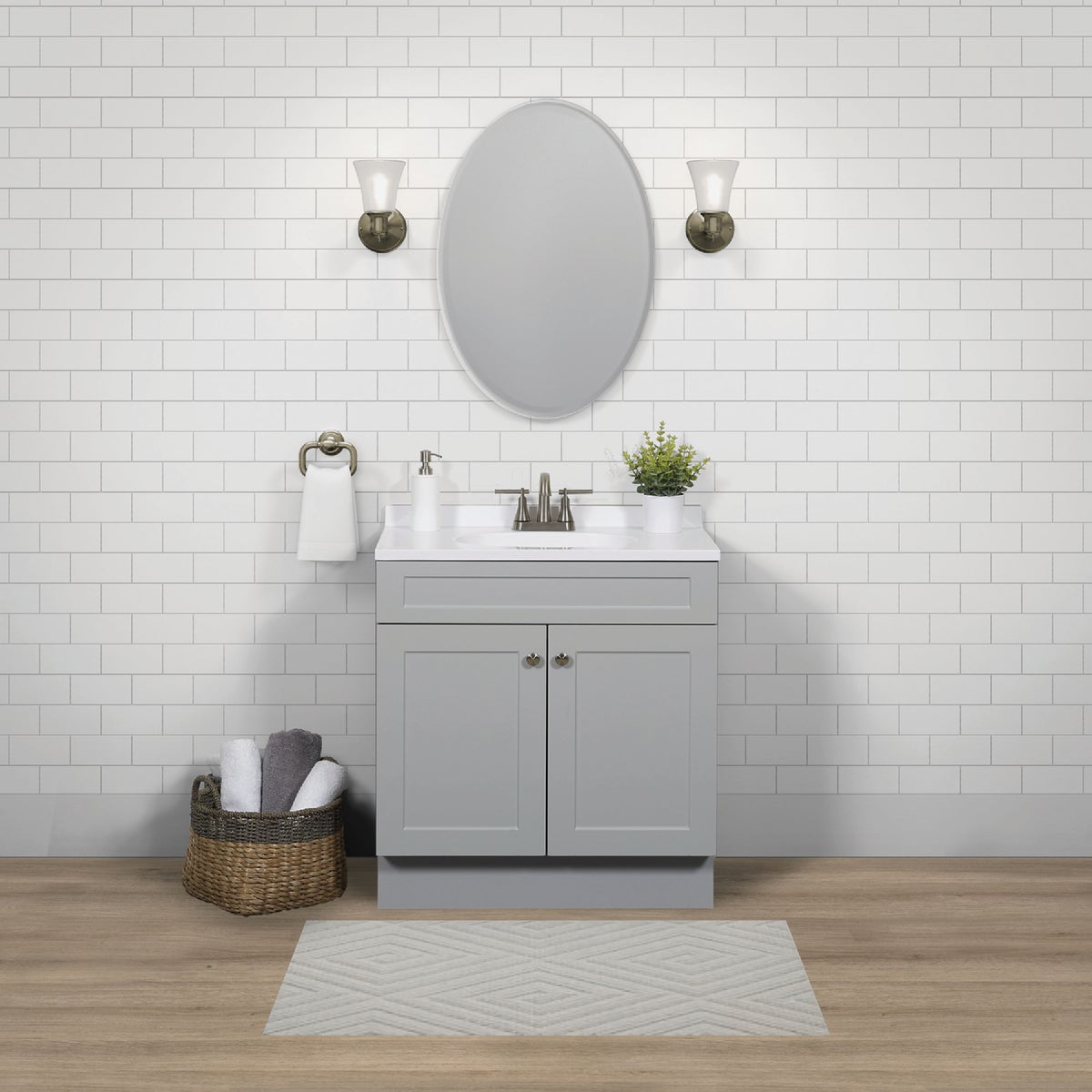 Zenith Zenna Home Cool Gray 30 In. W x 35 In. H x 18 In. D Shaker Vanity with White Cultured Marble Top Image 2
