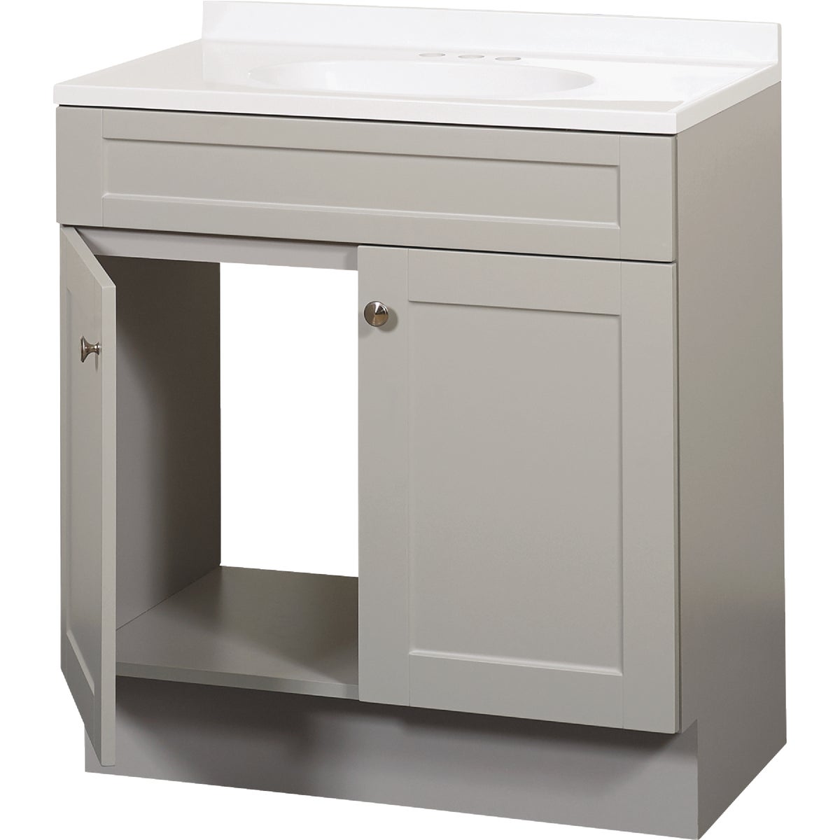 Zenith Zenna Home Cool Gray 30 In. W x 35 In. H x 18 In. D Shaker Vanity with White Cultured Marble Top Image 3