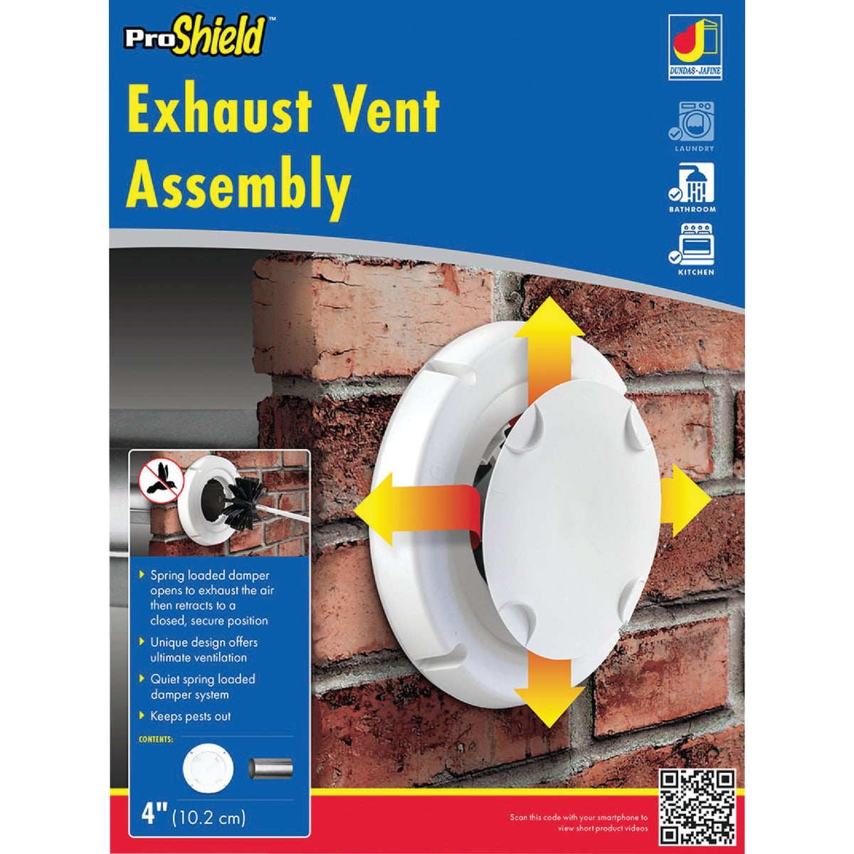 Dundas Jafine ProShield 4 In. White Plastic Dryer Vent Hood