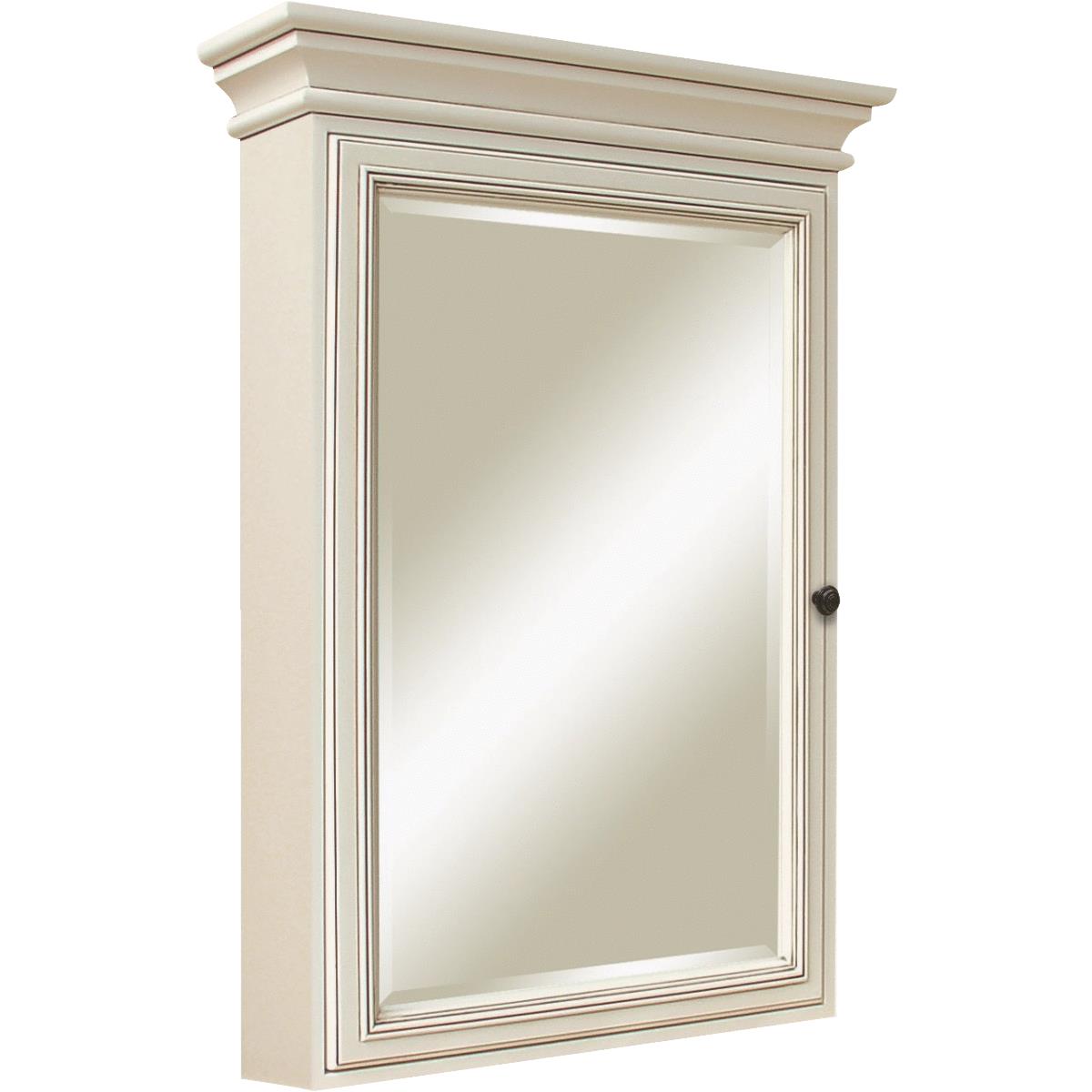 Sunny Wood Sanibel White Glazed 26 In. W x 36 In. H x 7-3/4 In. D Single Mirror Surface Mount Medici
