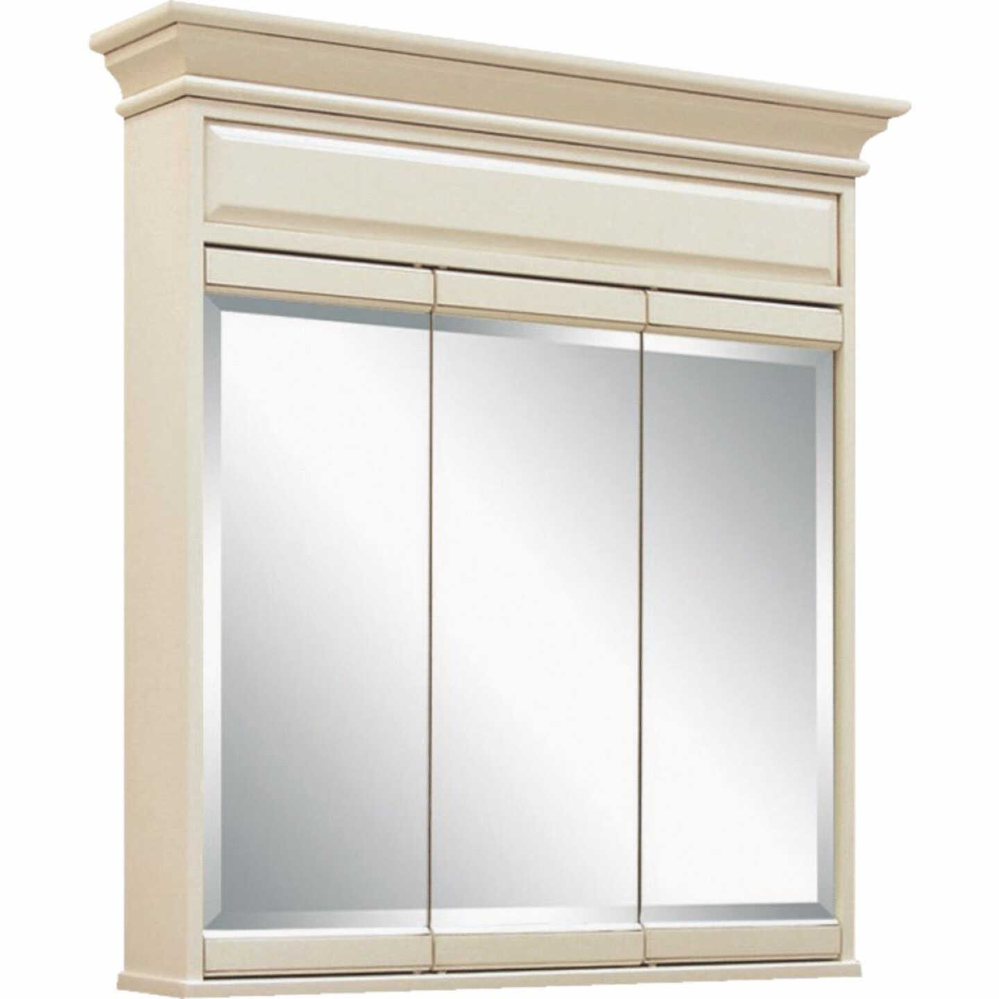 Sunny Wood Sanibel White Glazed 36 In. W x 38 In. H x 7-1/4 In. D Tri-View Surface Mount Medicine Ca Image 1