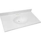 CraftMark 37 In. x 19 In. Cultured Marble Solid High Gloss White Vanity Top with Round Bowl Image 1