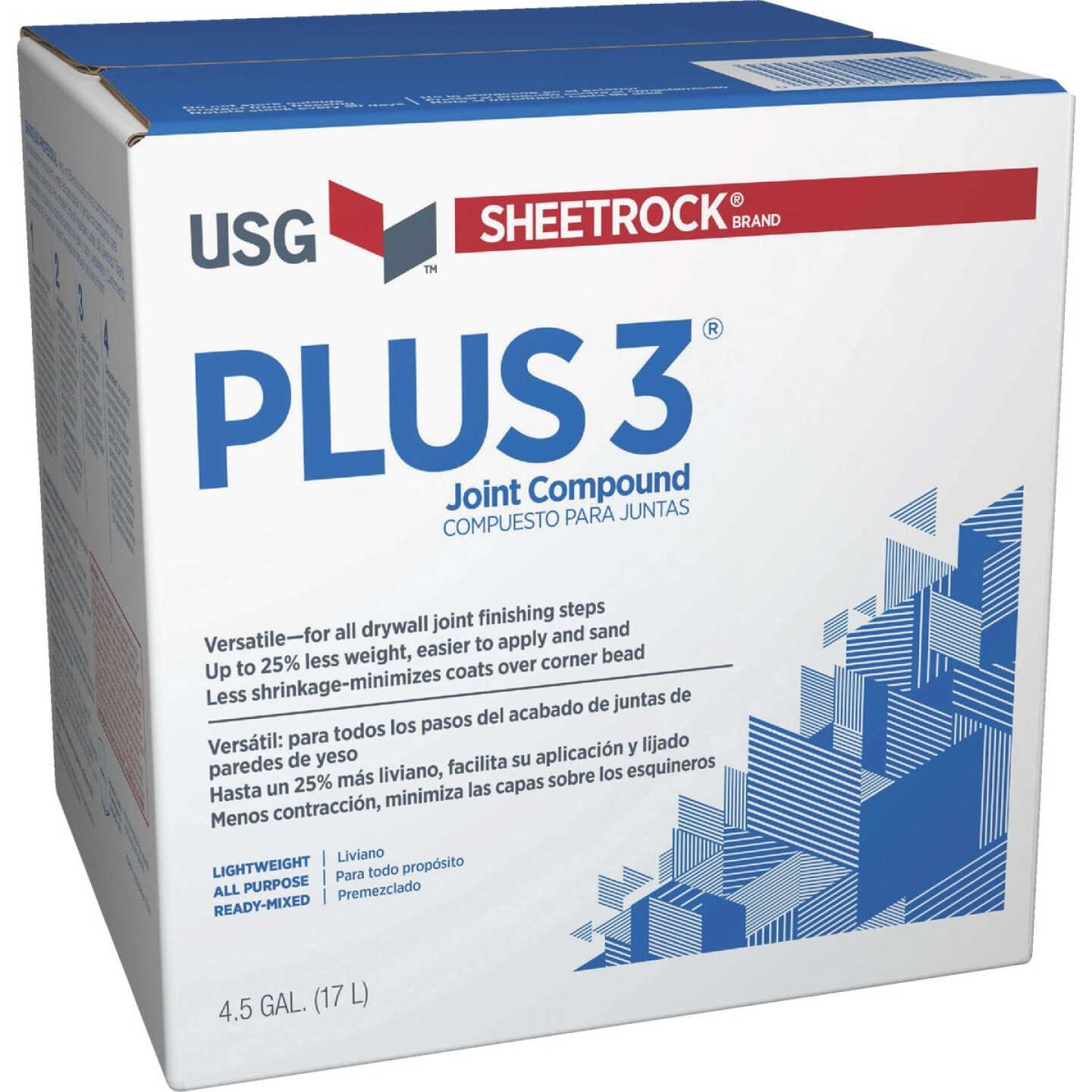 Sheetrock Plus 3 Pre-Mixed 4.5 Gal. Box Lightweight All-Purpose Drywall Joint Compound Image 1