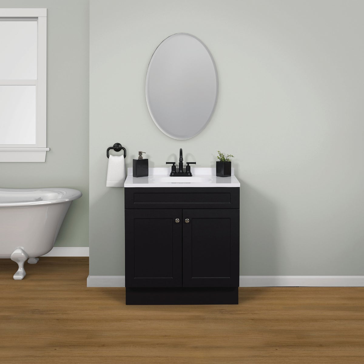 Zenith Zenna Home Espresso 30 In. W x 35 In. H x 18 In. D Shaker Vanity with White Cultured Marble Top Image 2