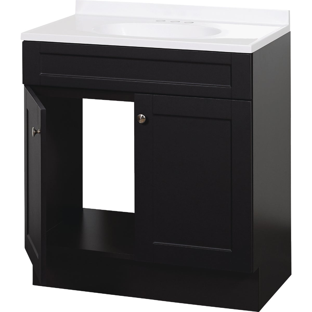 Zenith Zenna Home Espresso 30 In. W x 35 In. H x 18 In. D Shaker Vanity with White Cultured Marble Top Image 3