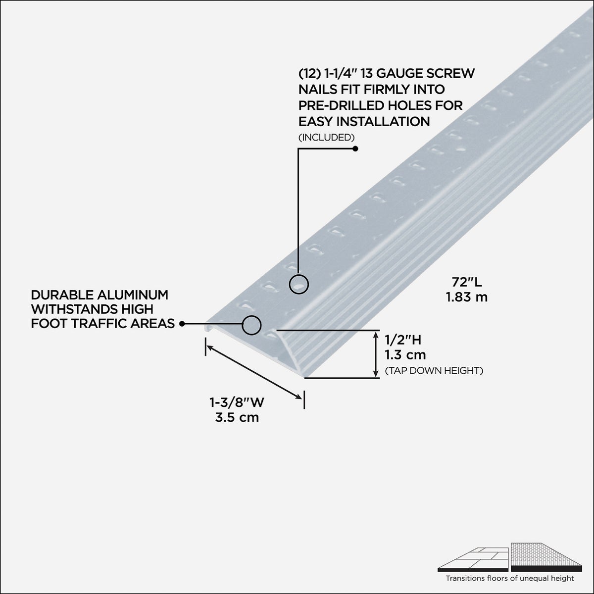 M-D Building Products Silver 1-3/8 In. x 6 Ft. Aluminum Carpet Gripper Image 2