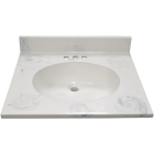 Modular Vanity Tops 25 In. W x 22 In. D Marbled Dove Gray Cultured Marble Flat Edge Single Sink Vanity Top with Oval Bowl Image 3