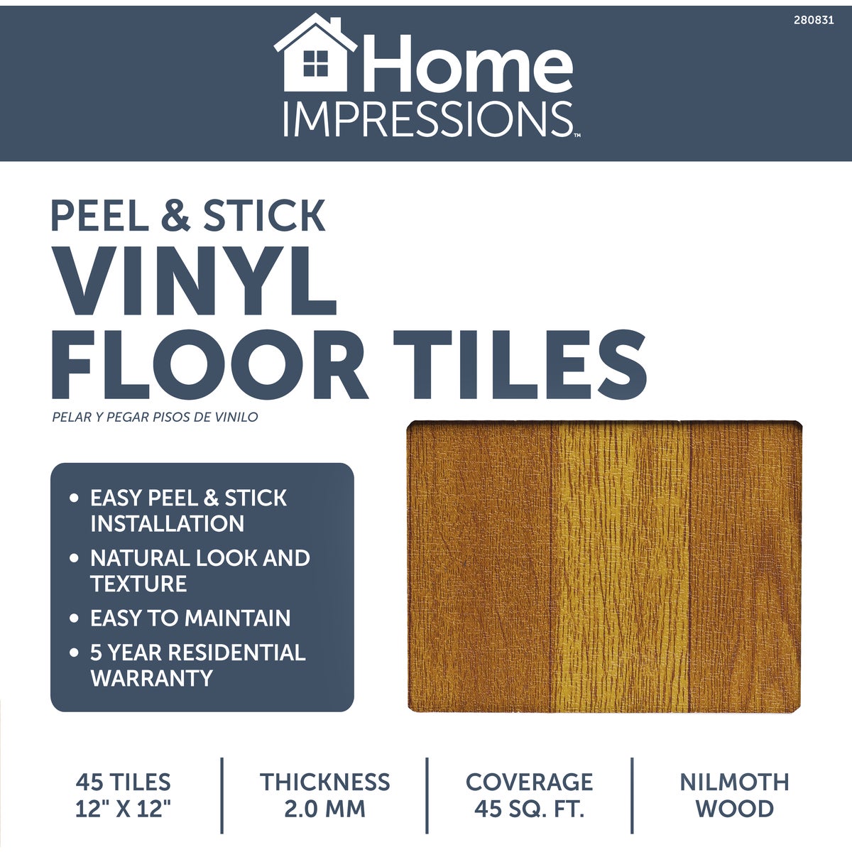 Home Impressions Nilmoth Wood 12 In. x 12 In. Vinyl Floor Tile (45 Sq. Ft./Box) Image 2