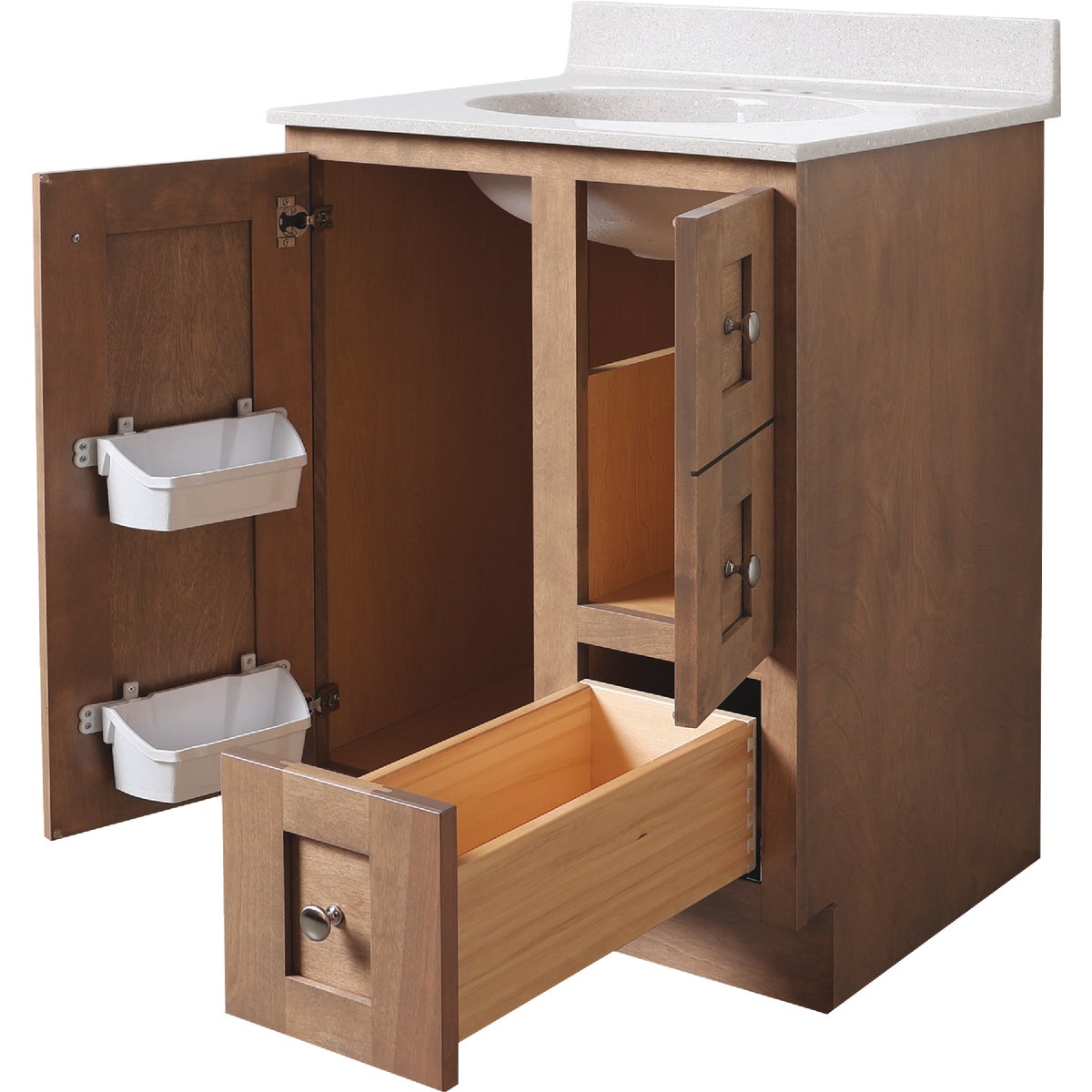 Bertch Storage Solutions 24 In. x 34-1/2 In. H x 21 In. D Driftwood Vanity Base without Top, 2 Door/1 Drawer Image 2