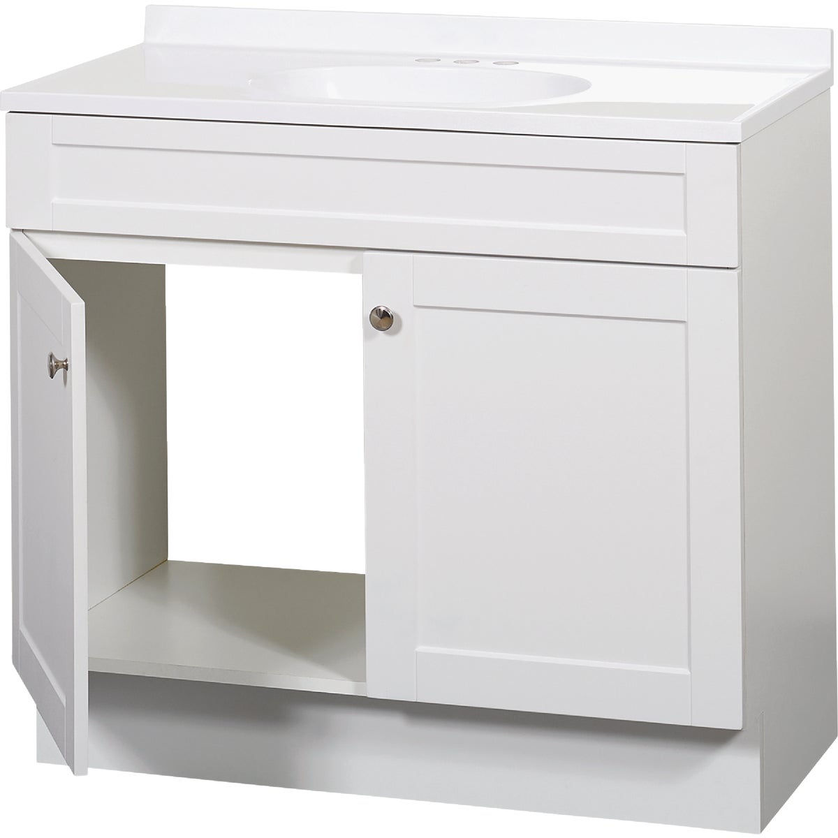 Zenith Zenna Home White 36 In. W x 35 In. H x 18 In. D Shaker Vanity with White Cultured Marble Top Image 3