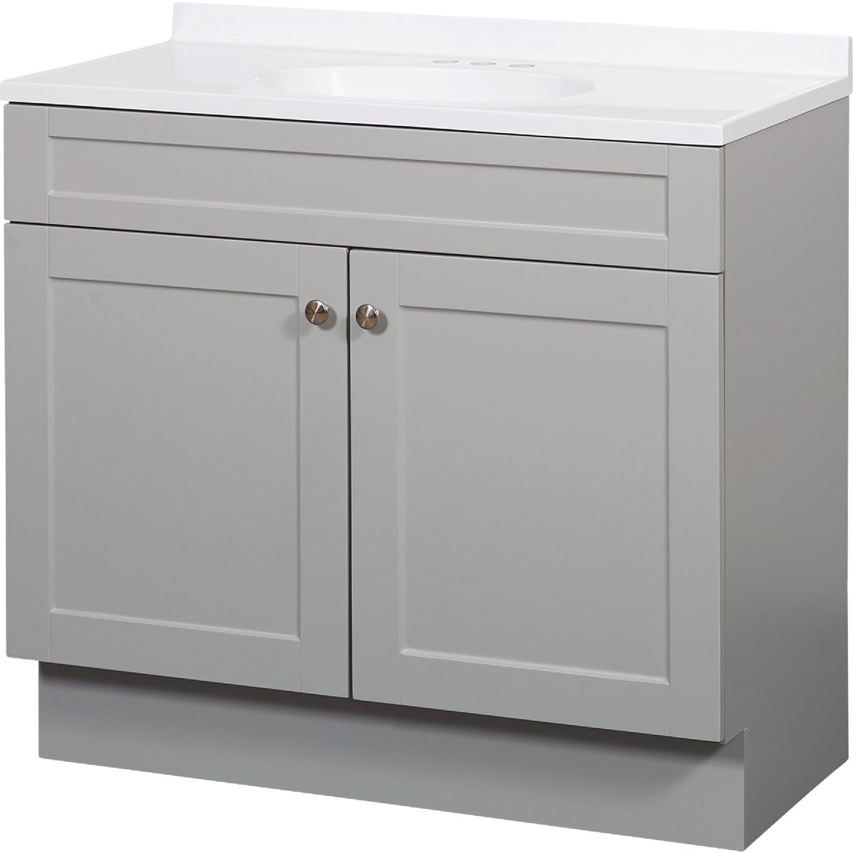 Zenith Zenna Home Cool Gray 36 In. W x 35 In. H x 18 In. D Shaker Vanity with White Cultured Marble Top