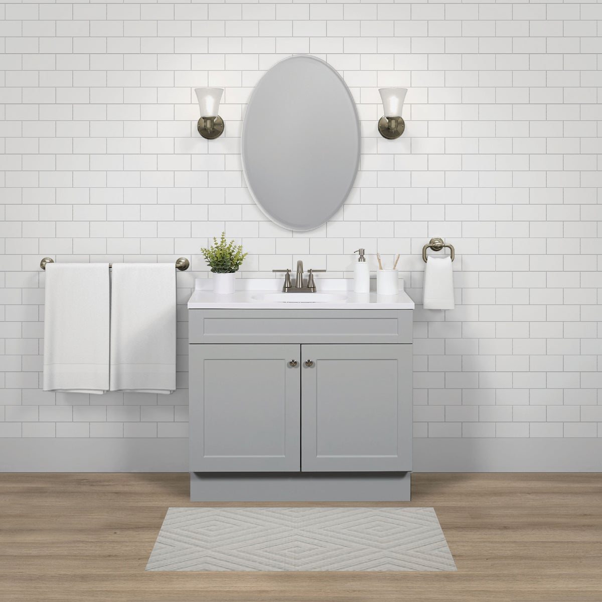 Zenith Zenna Home Cool Gray 36 In. W x 35 In. H x 18 In. D Shaker Vanity with White Cultured Marble Top Image 2