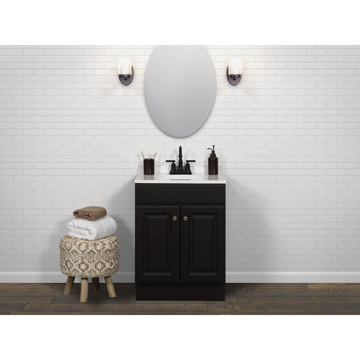 Zenith Zenna Home Espresso 24 In. W x 35 In. H x 18 In. D Vanity with White Cultured Marble Top Image 2