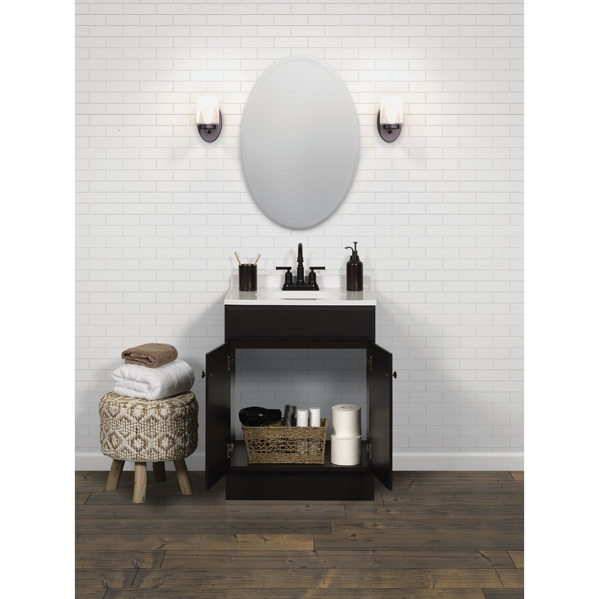 Zenith Zenna Home Espresso 24 In. W x 35 In. H x 18 In. D Vanity with White Cultured Marble Top Image 3