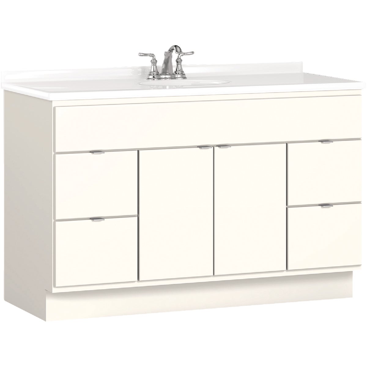 Bertch Riverside 48 In. W x 34-1/2 In. H x 21 In. D White Vanity Base without Top, 2 Door/4 Drawer