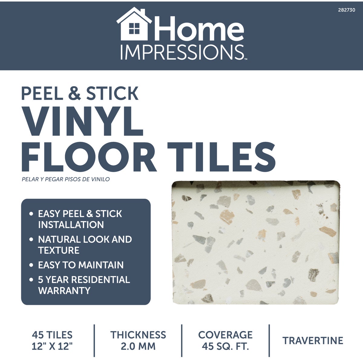 Home Impressions Travertine 12 In. x 12 In. Vinyl Floor Tile (45 Sq. Ft./Box) Image 2