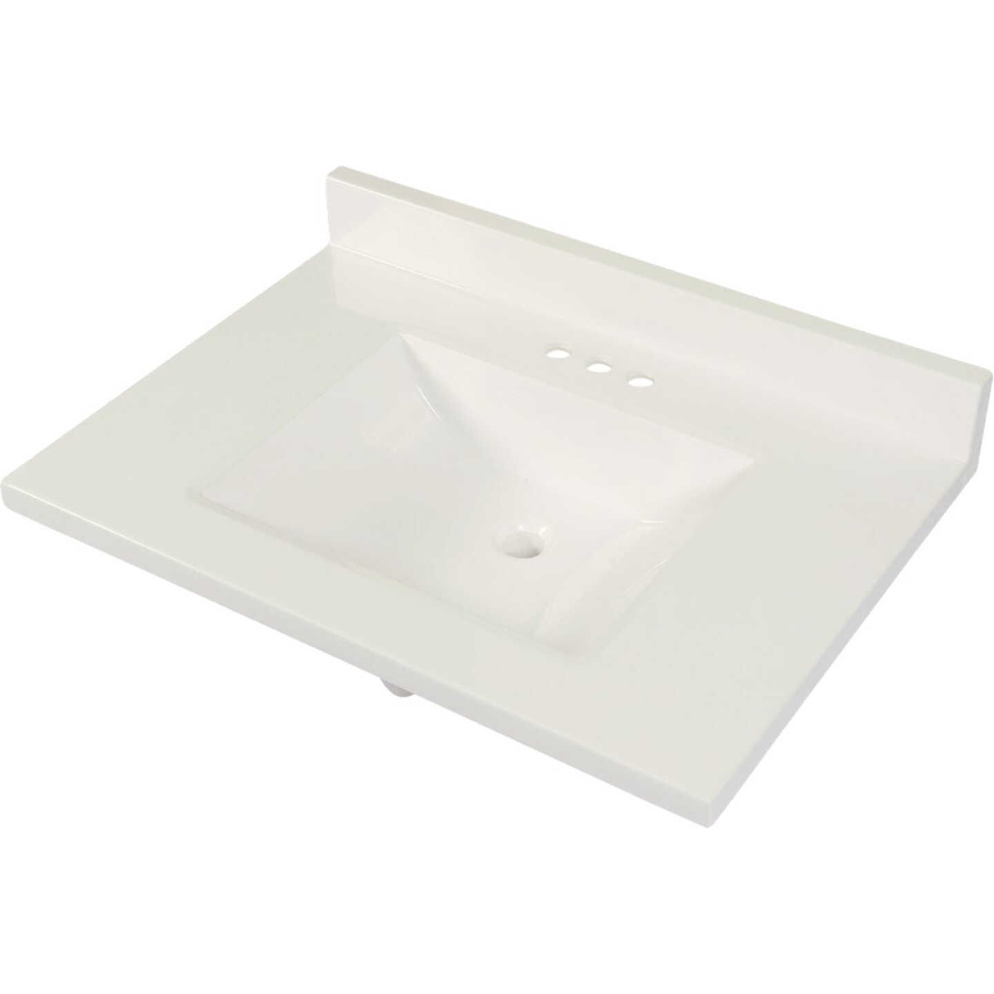 Modular Vanity Tops 31 In. W x 22 In. D Solid White Cultured Marble Vanity Top with Rectangular Wave Bowl Image 1