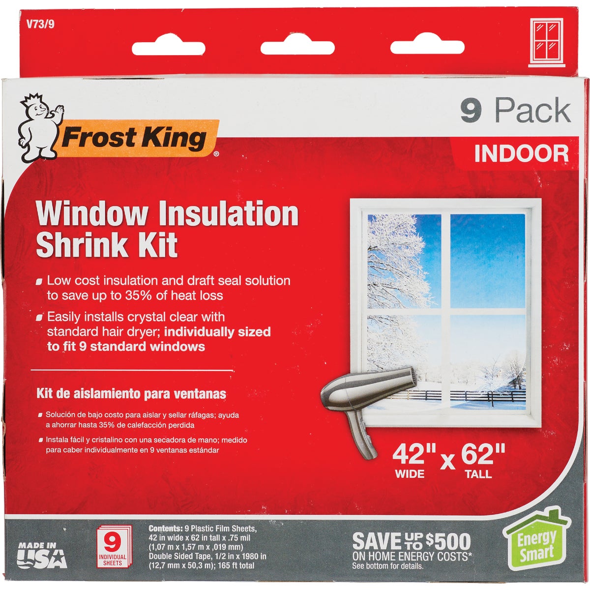 Frost King 42 In. x 62 In. Indoor Shrink Film Window Kit (9-Pack) Image 2