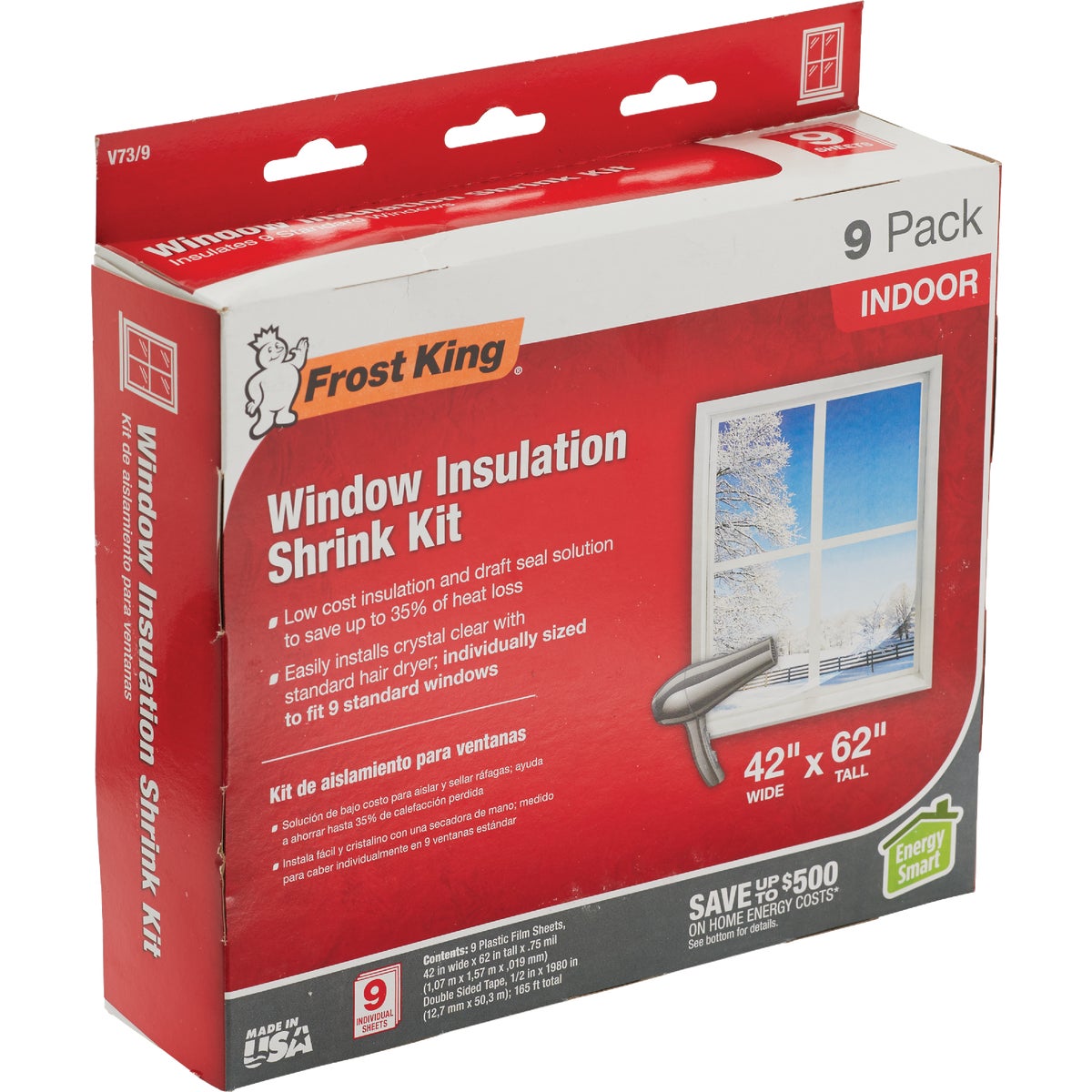 Frost King 42 In. x 62 In. Indoor Shrink Film Window Kit (9-Pack)