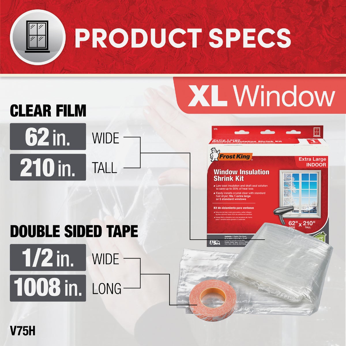 Frost King 62 In. x 210 In. Indoor Shrink Film Window Kit Image 8