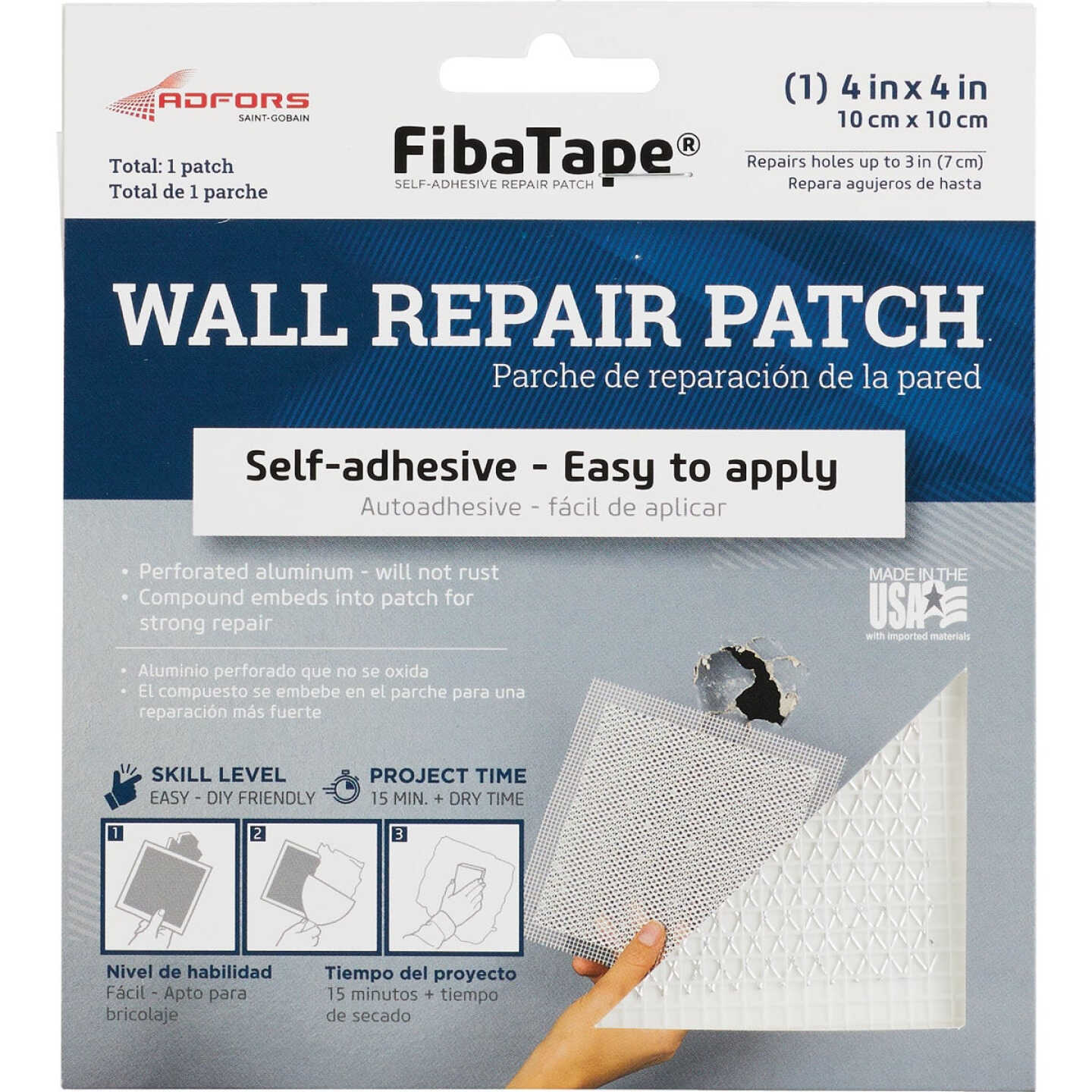 FibaTape 4 In. x 4 In. Wall & Ceiling Self-Adhesive Drywall Patch Image 1