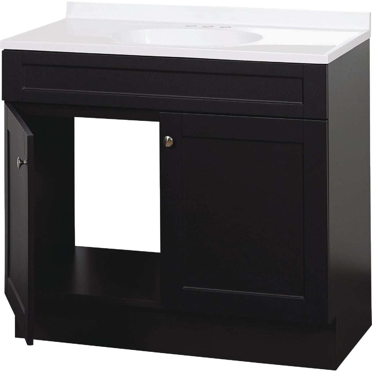 Zenith Zenna Home Espresso 36 In. W x 35 In. H x 18 In. D Shaker Vanity with White Cultured Marble Top Image 3