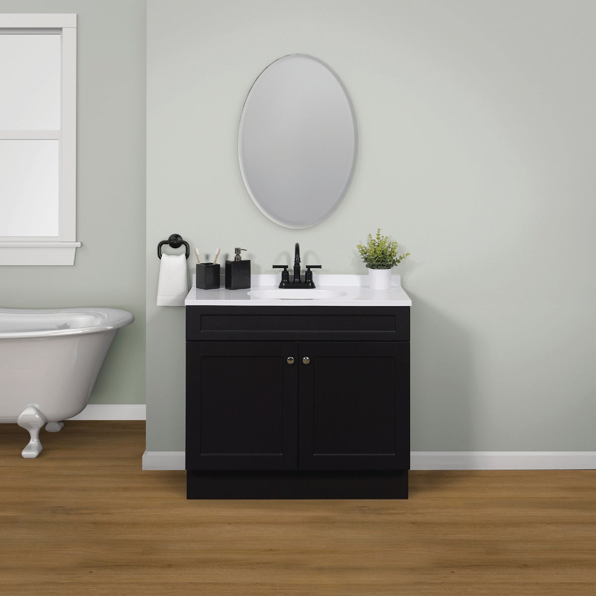Zenith Zenna Home Espresso 36 In. W x 35 In. H x 18 In. D Shaker Vanity with White Cultured Marble Top Image 2