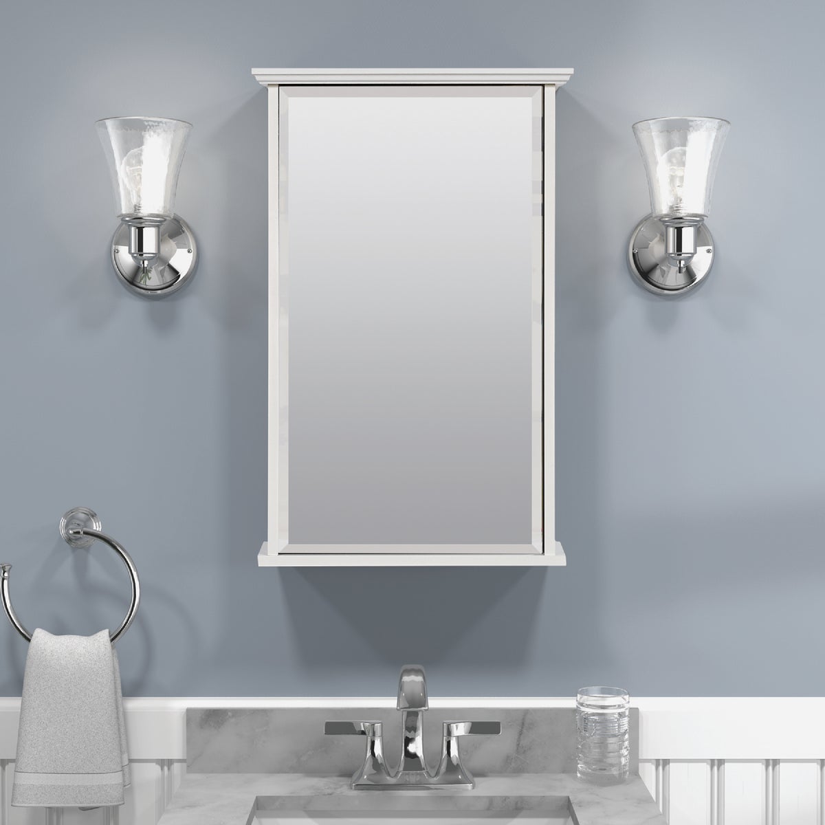Zenith Zenna Home White 16 In. W. x 25 In. H. x 4.63 In. D. Single Mirror Surface Mount Crown Pediment Medicine Cabinet Image 2