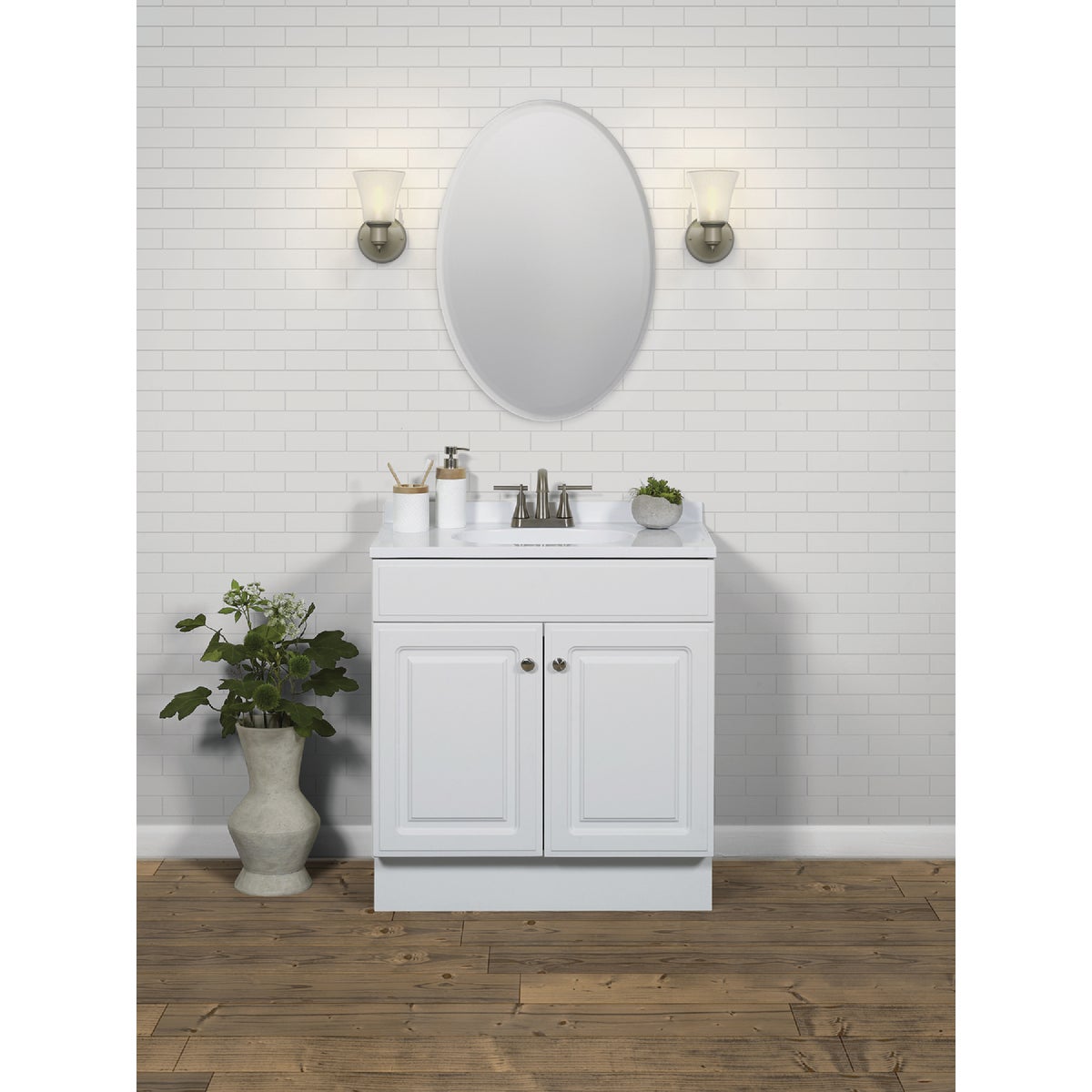 Zenith Zenna Home White 30 In. W x 35 In. H x 18 In. D Vanity with White Cultured Marble Top Image 3