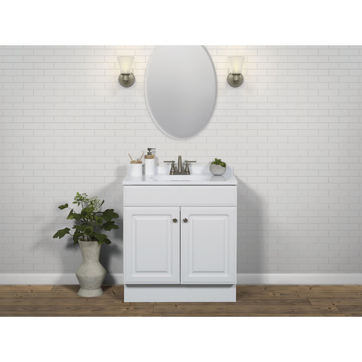 Zenith Zenna Home White 30 In. W x 35 In. H x 18 In. D Vanity with White Cultured Marble Top Image 2