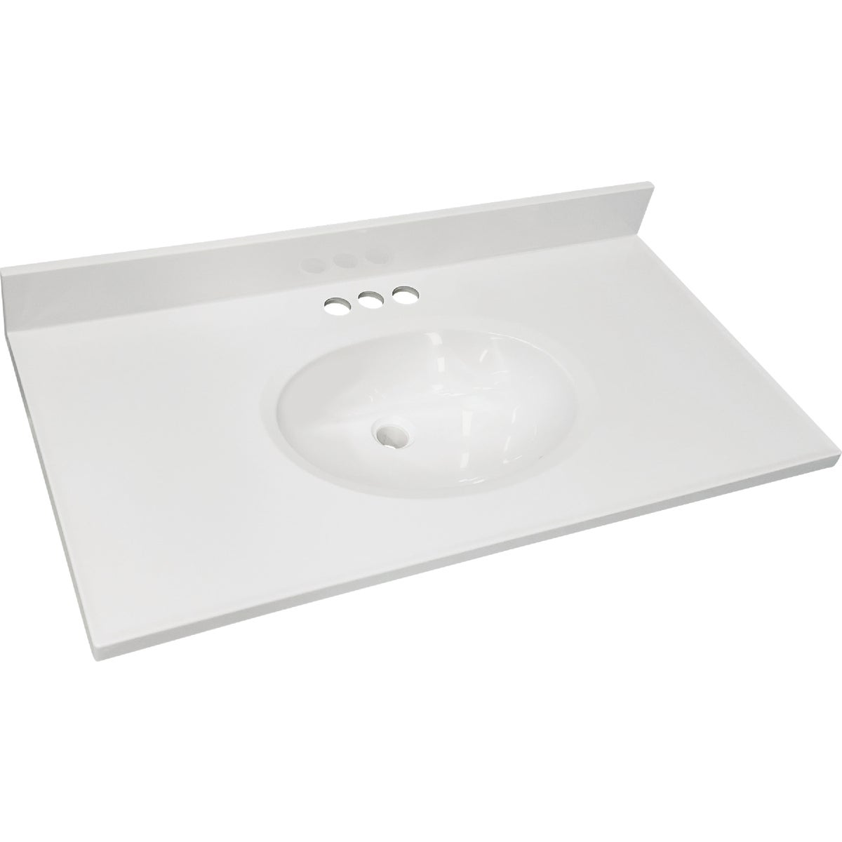 CraftMark 49 In. x 22 In. Cultured Marble Solid High Gloss White Vanity Top with Round Bowl