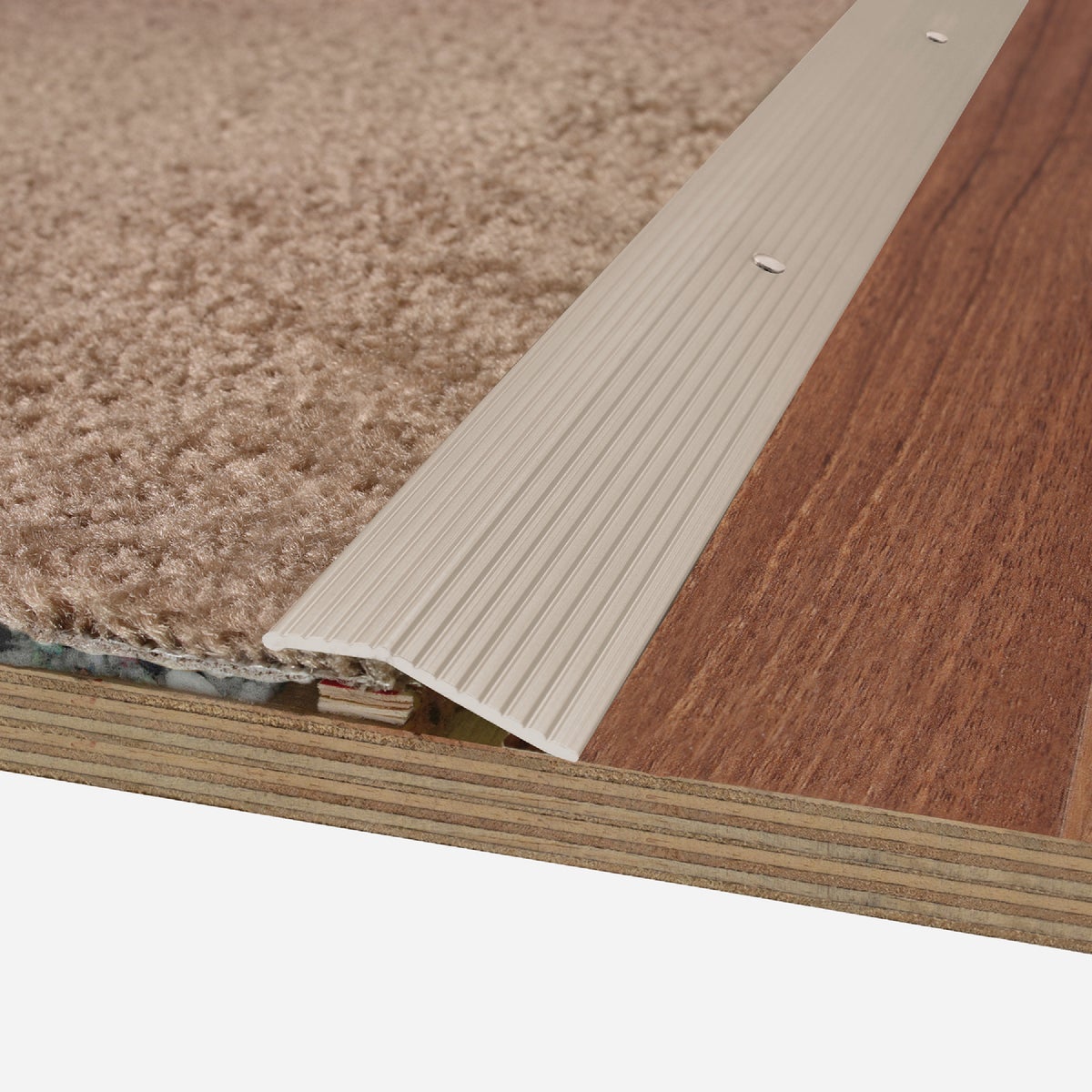 M-D Building Products 1-3/8 in. x 72 in. Almond Aluminum Carpet Trim with Screw Nails Image 2