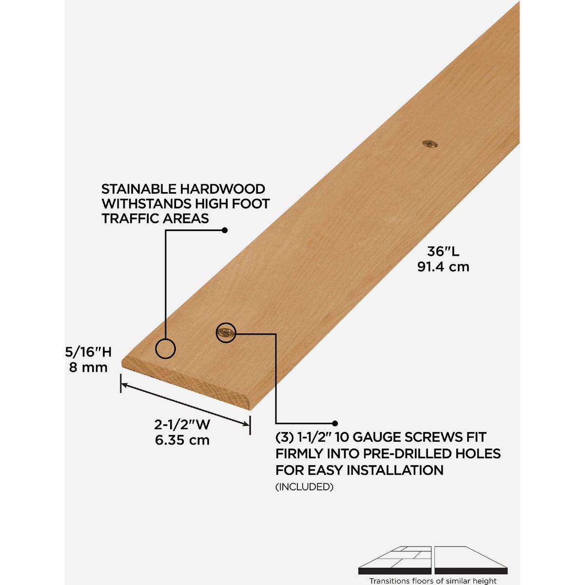 M-D Building Products 2-1/2 In. x 36 In. Unfinished Hardwood Seam Binder with Screws Image 2