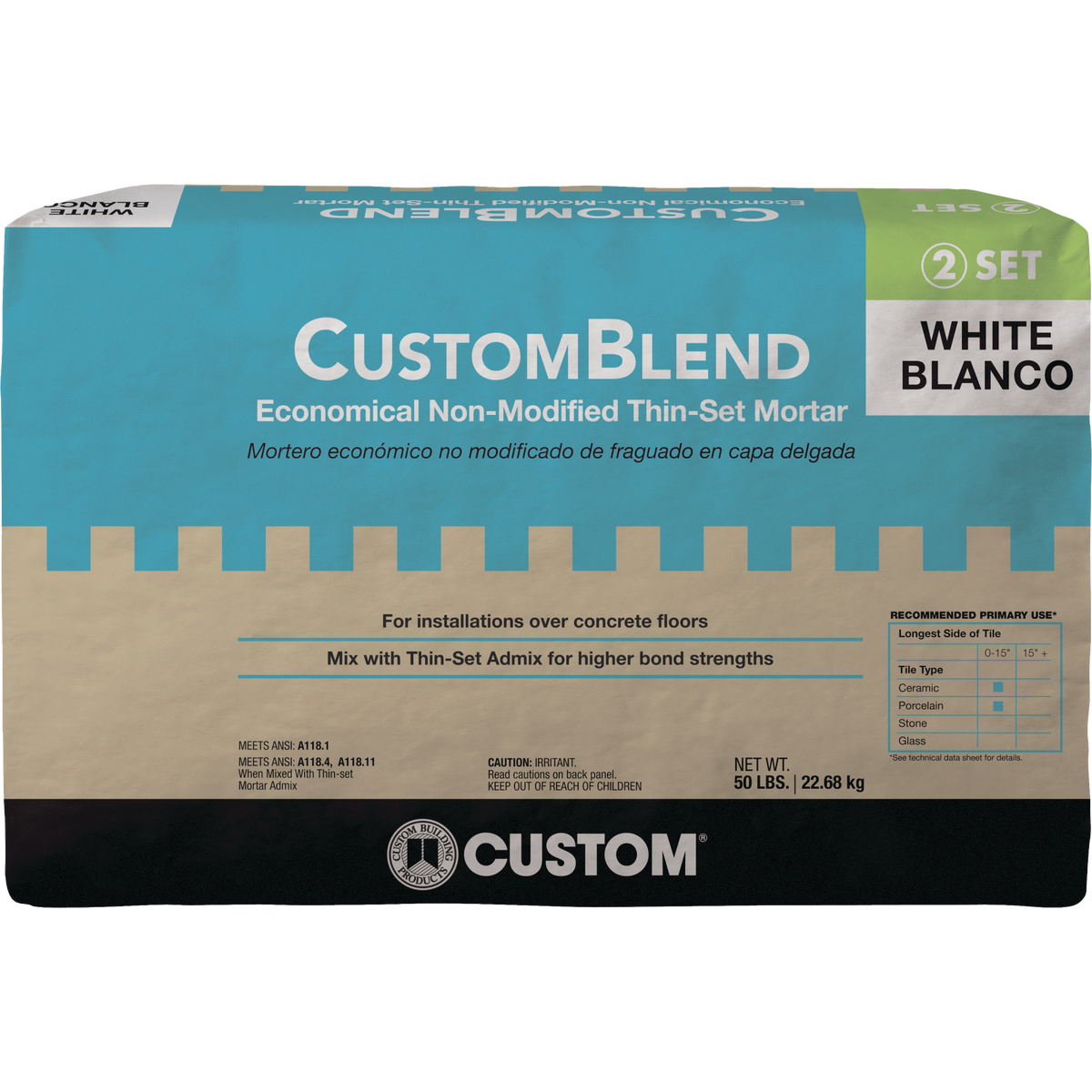 Custom-Blend 50 Lb. White Non-Modified Thin-Set Mortar